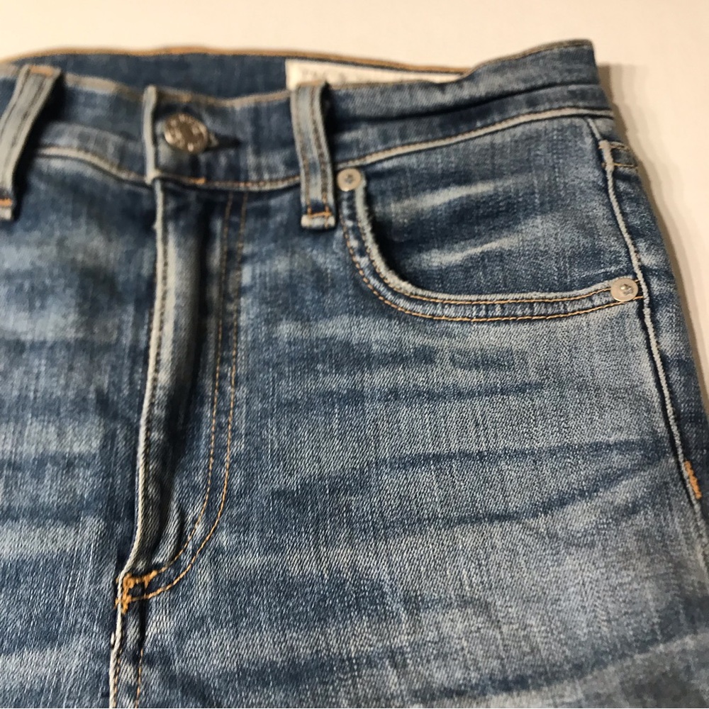 Rag & Bone Dive High-Rise Colorblock Capri Jeans, Indigo Olana Size 27 - Picture 4 of 11